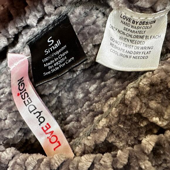 Love By Design SOFT Sweater SMALL Gray Chenille Knit Collar Sexy Cutout DISTRESS - Picture 3 of 16